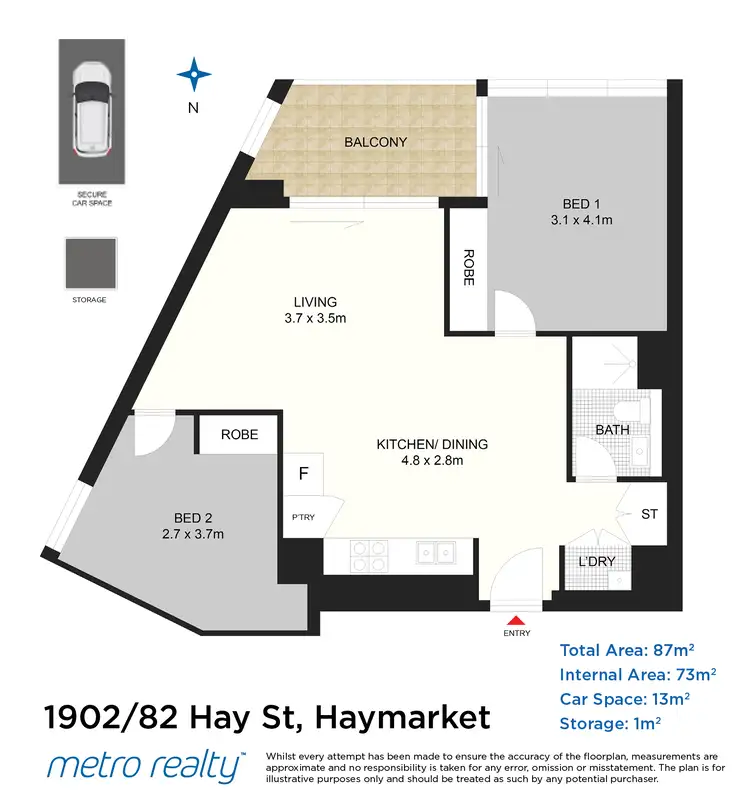 Floorplan of Homely apartment listing, 1902/82 Hay St, Haymarket NSW 2000