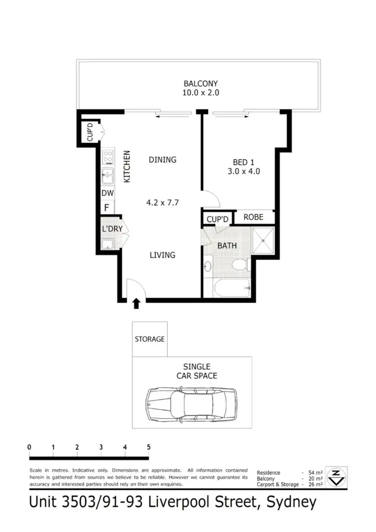 Floorplan of Homely apartment listing, 3503/91 Liverpool Street, Sydney NSW 2000