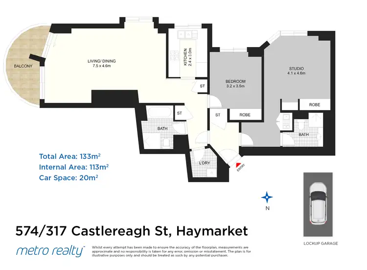 Floorplan of Homely apartment listing, 574/317 Castlereagh Street, Sydney NSW 2000