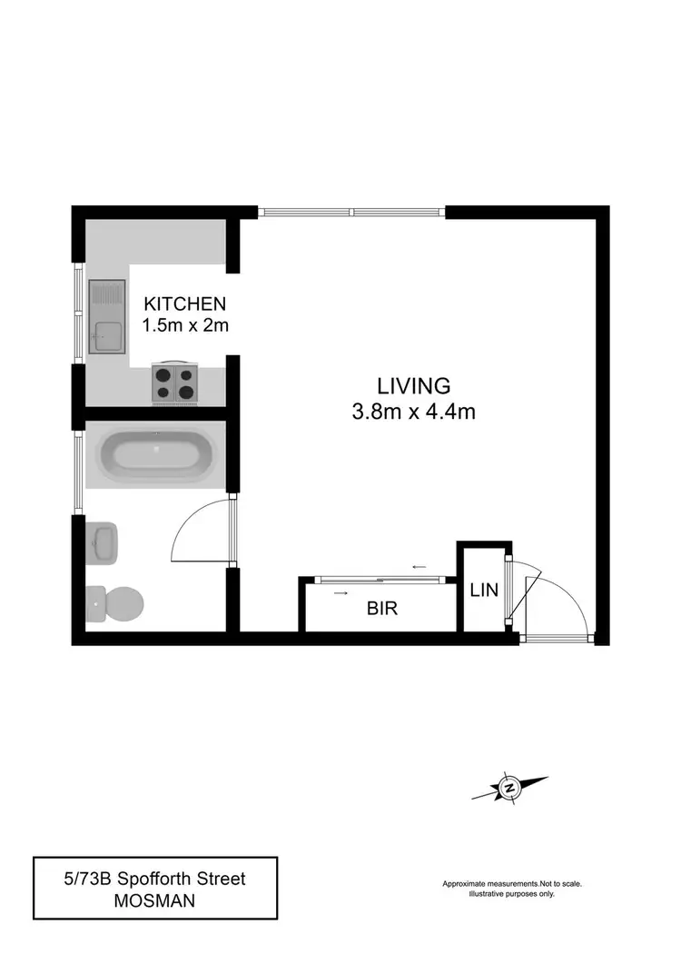 Floorplan of Homely studio listing, 5/73B Spofforth Street, Mosman NSW 2088