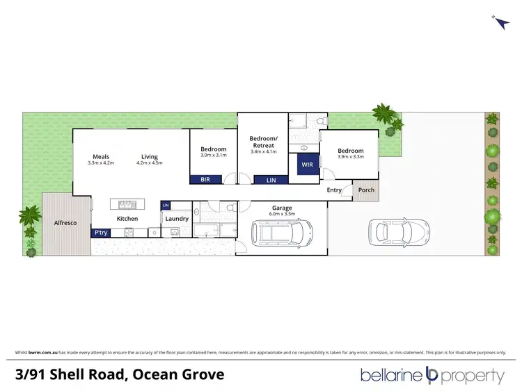 Floorplan of Homely townhouse listing, 3/91 Shell Road, Ocean Grove VIC 3226