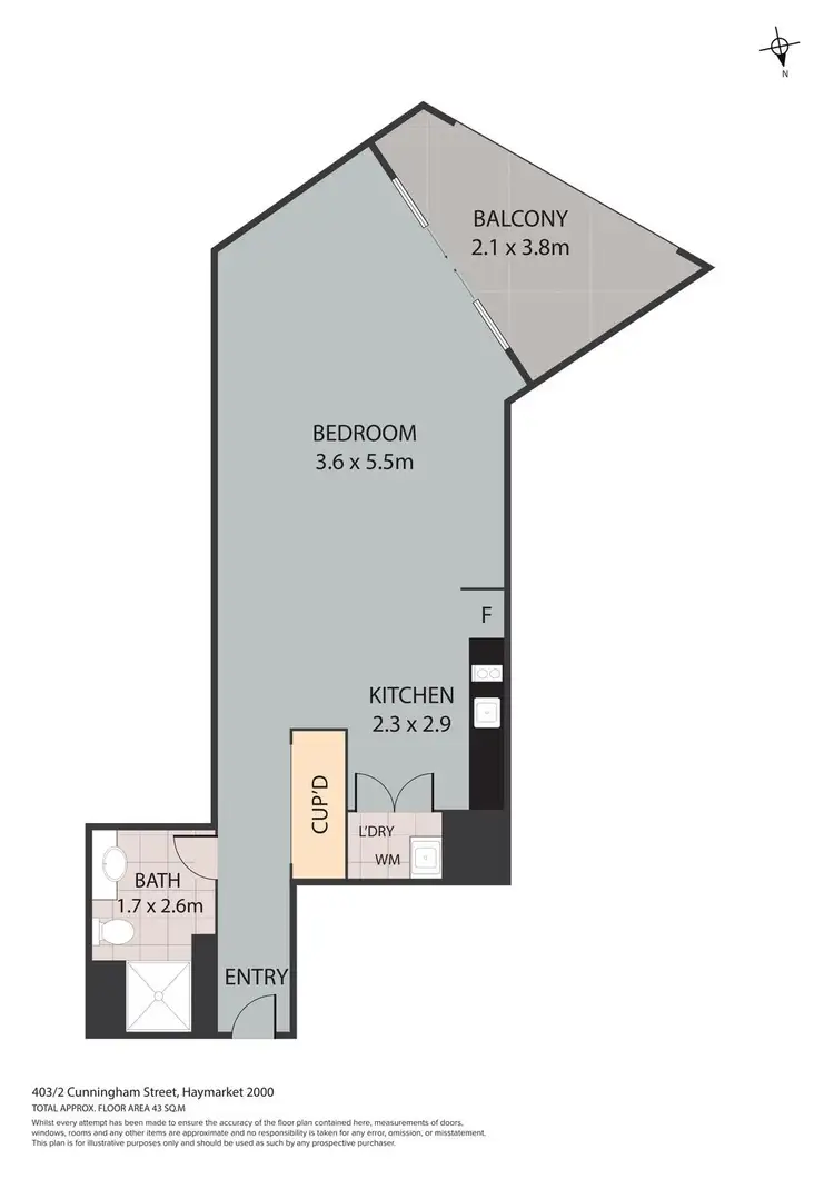 Floorplan of Homely apartment listing, 403/2 Cunningham Street, Haymarket NSW 2000