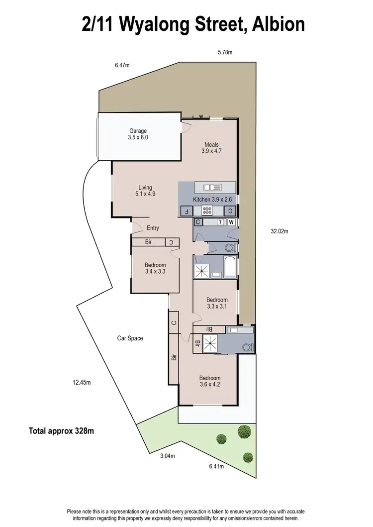 Floorplan of Homely unit listing, 2/11 Wyalong Street, Albion VIC 3020