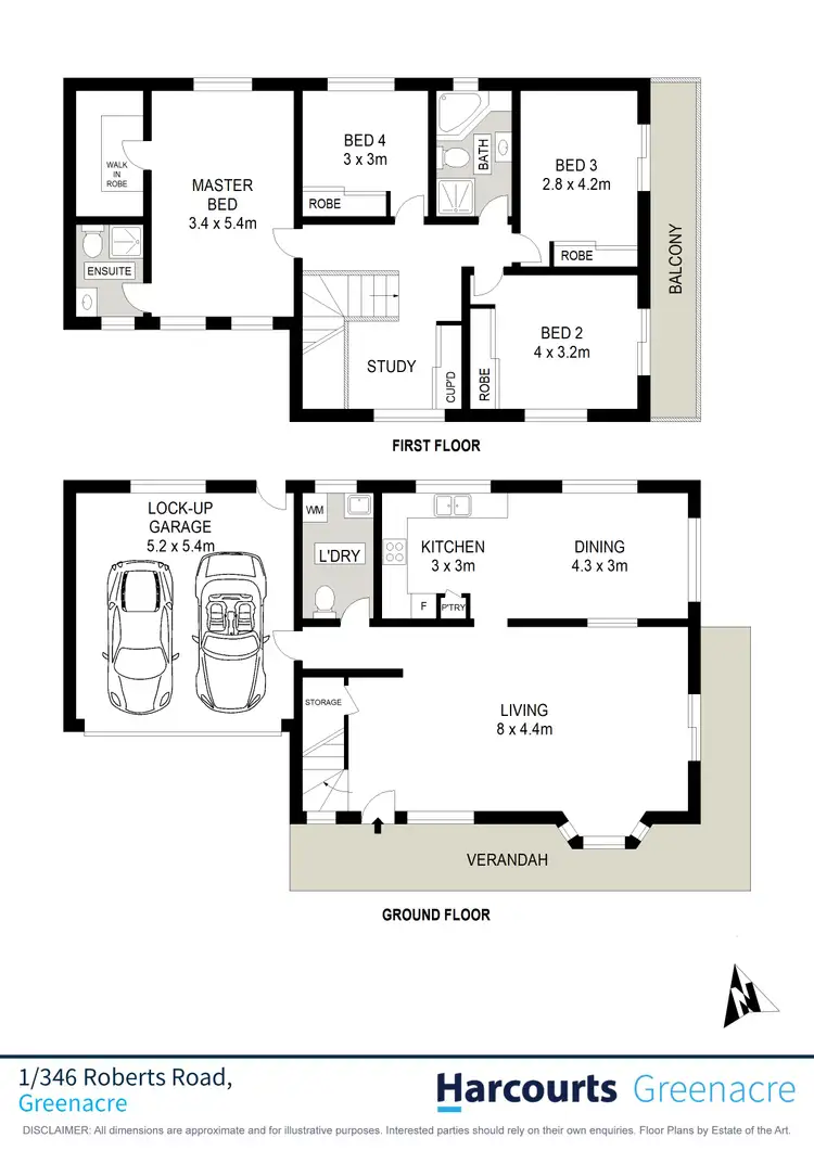 Floorplan of Homely townhouse listing, 1/346 Roberts Road, Greenacre NSW 2190