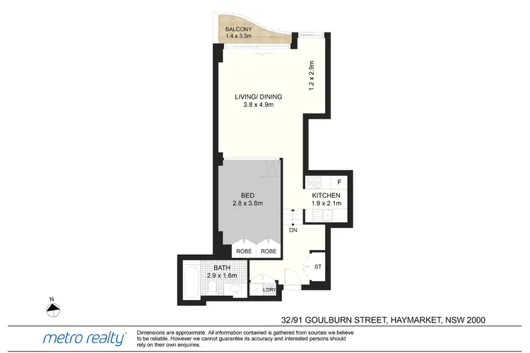 Floorplan of Homely apartment listing, 32/91 Goulburn Street, Sydney NSW 2000