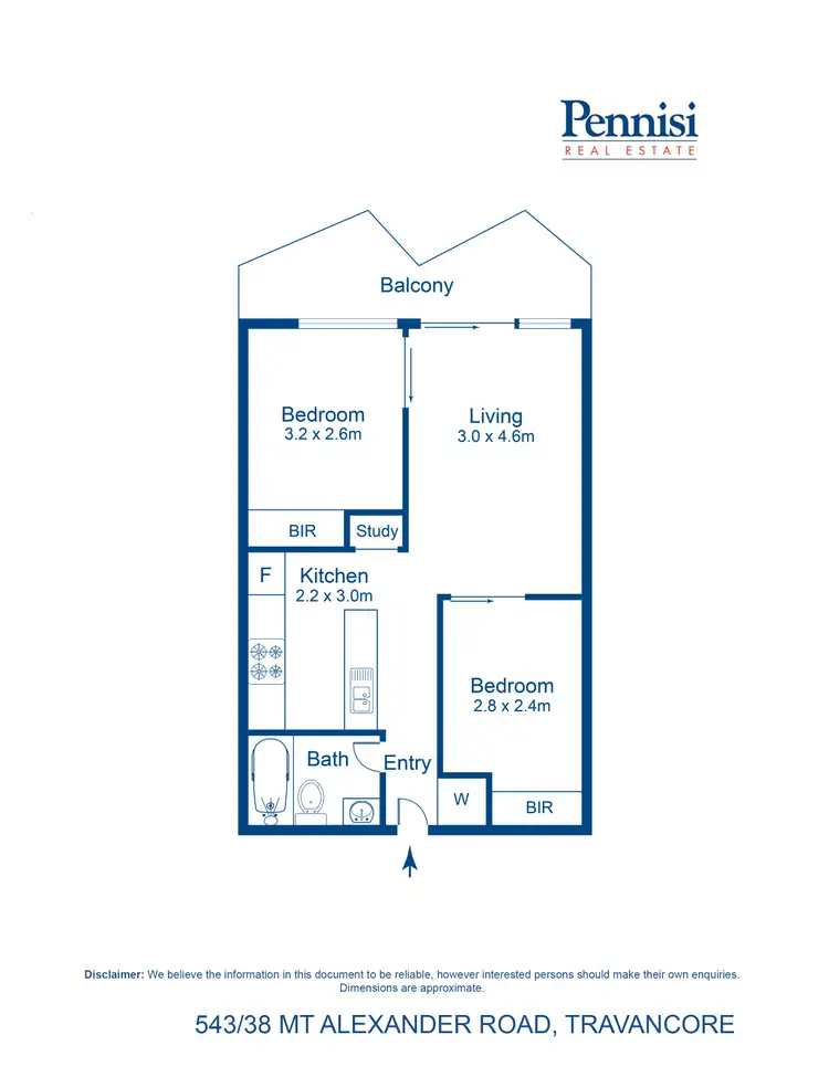 Floorplan of Homely apartment listing, 543/38 Mt Alexander Road, Travancore VIC 3032