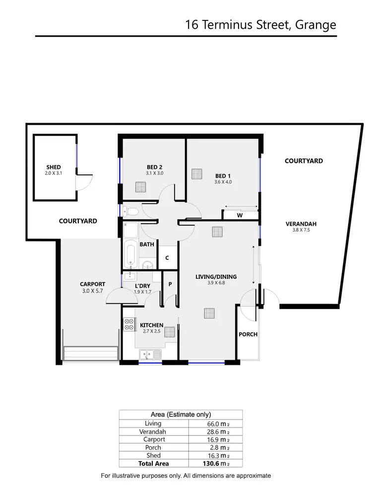 Floorplan of Homely unit listing, 16 Terminus Street, Grange SA 5022