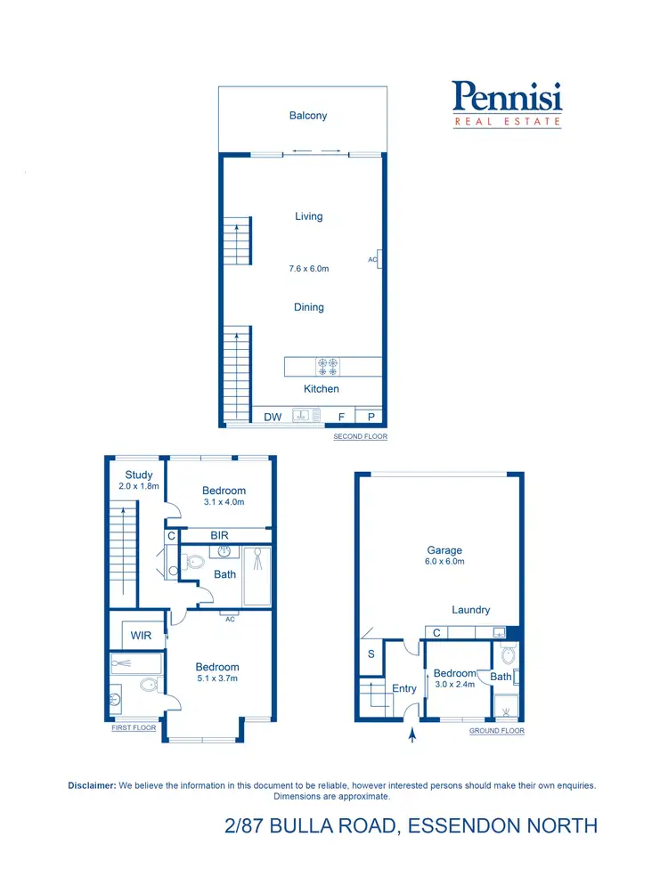 Floorplan of Homely townhouse listing, 2/87 Bulla Road, Essendon North VIC 3041