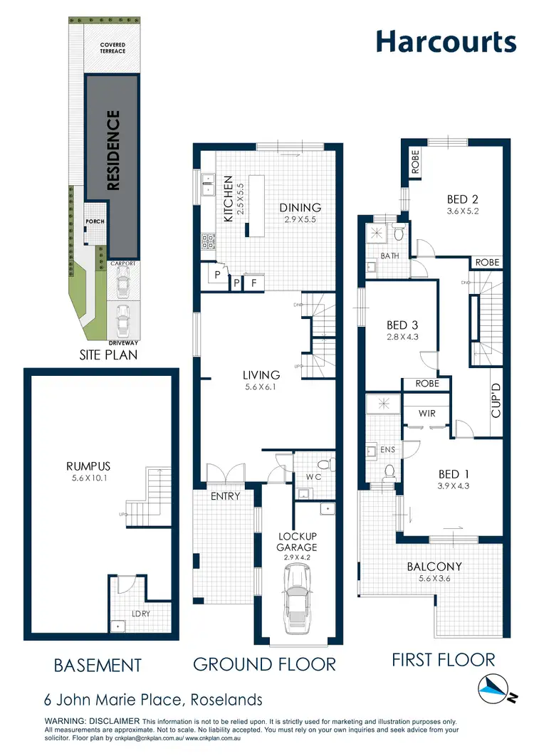 Floorplan of Homely semi-detached listing, 6 John Marie Place, Roselands NSW 2196