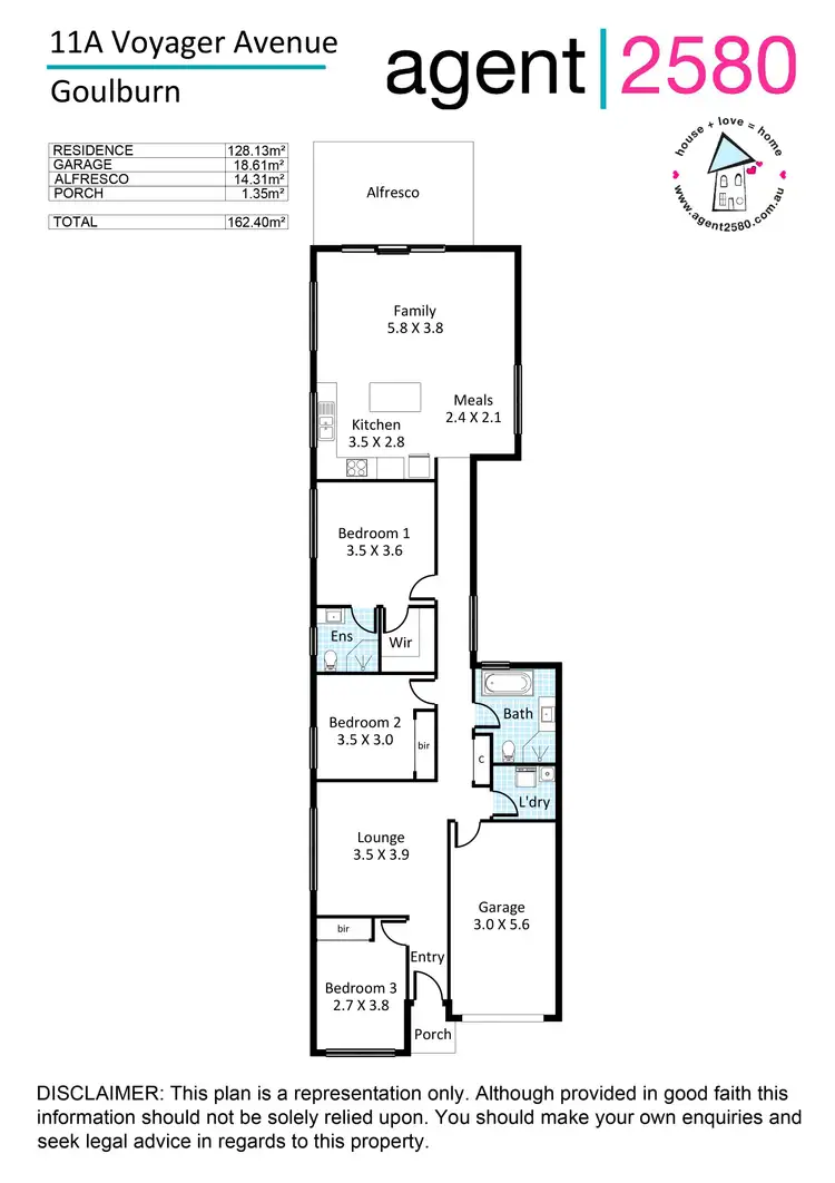 Floorplan of Homely semi-detached listing, 11a Voyager Avenue, Goulburn NSW 2580