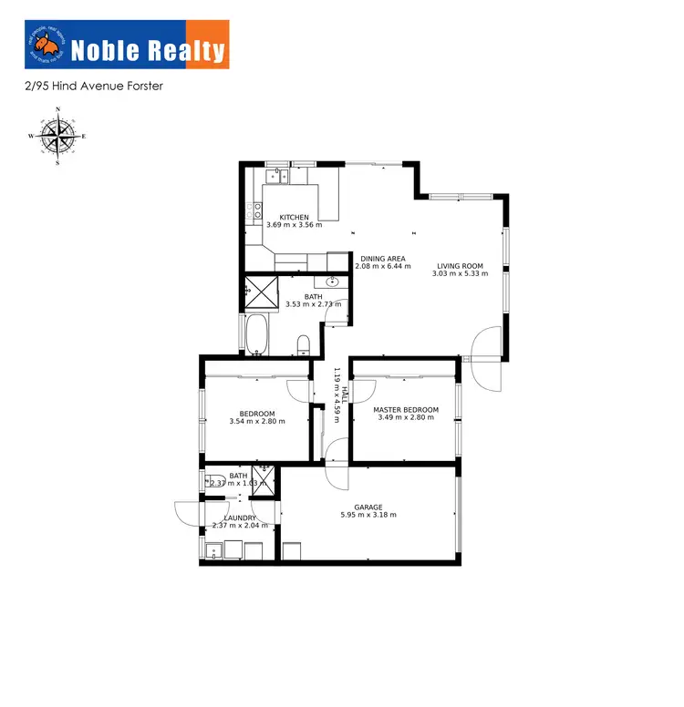 Floorplan of Homely villa listing, 3/95 Hind Avenue, Forster NSW 2428