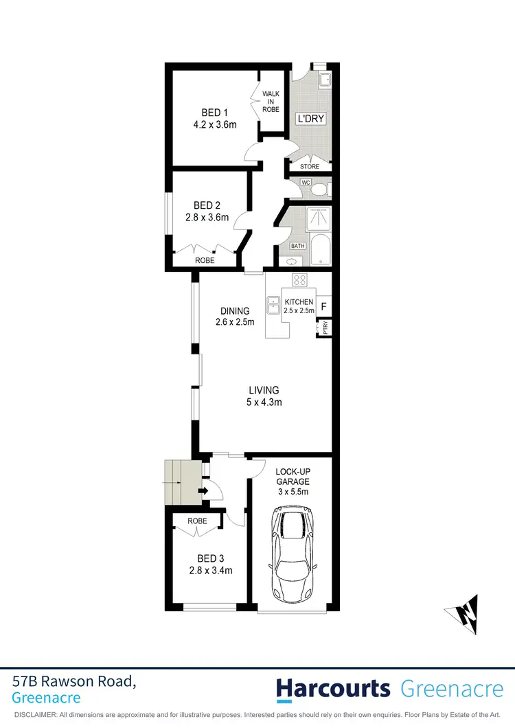 Floorplan of Homely semi-detached listing, 57b Rawson Road, Greenacre NSW 2190
