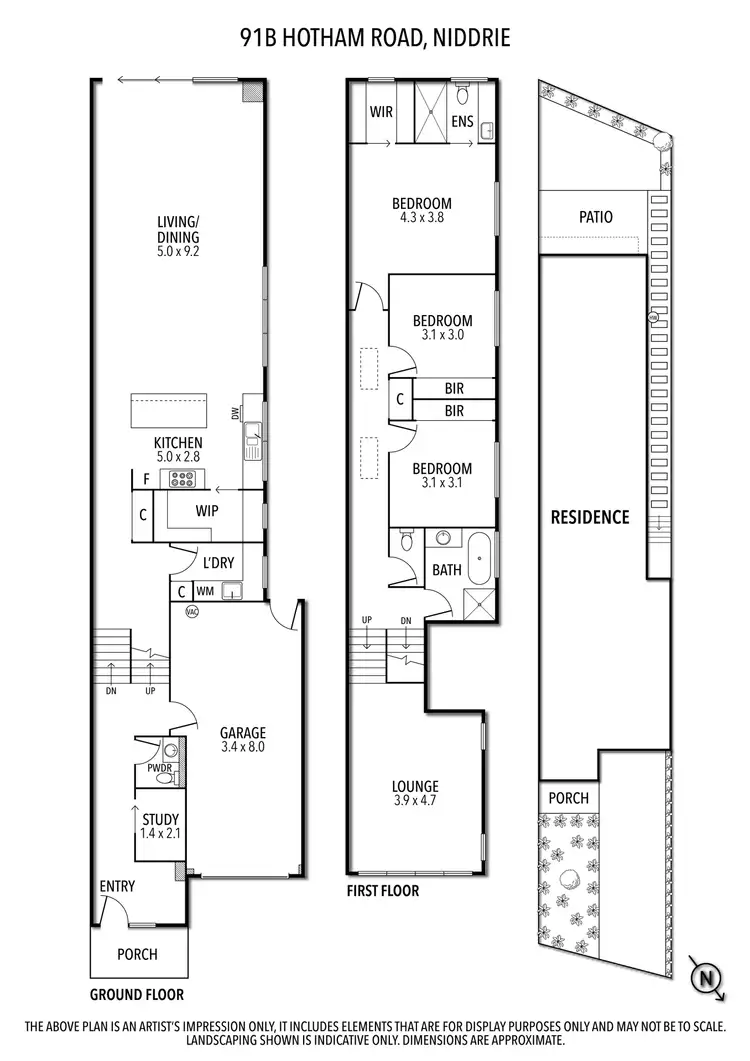 Floorplan of Homely townhouse listing, 91B Hotham Road, Niddrie VIC 3042