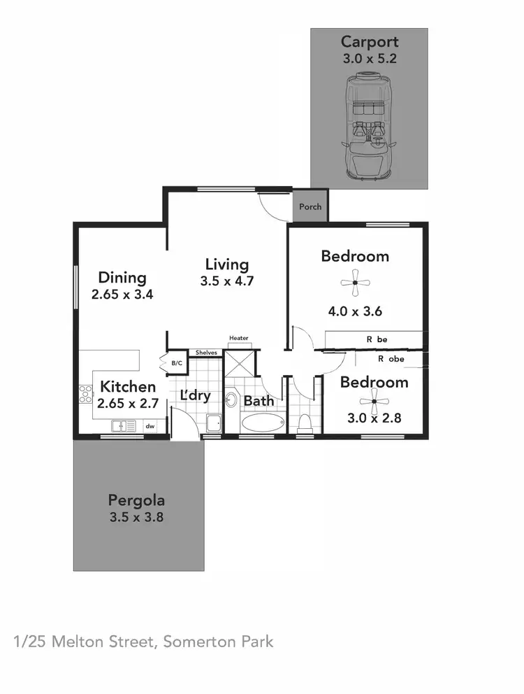 Floorplan of Homely unit listing, 1/25 Melton Street, Somerton Park SA 5044