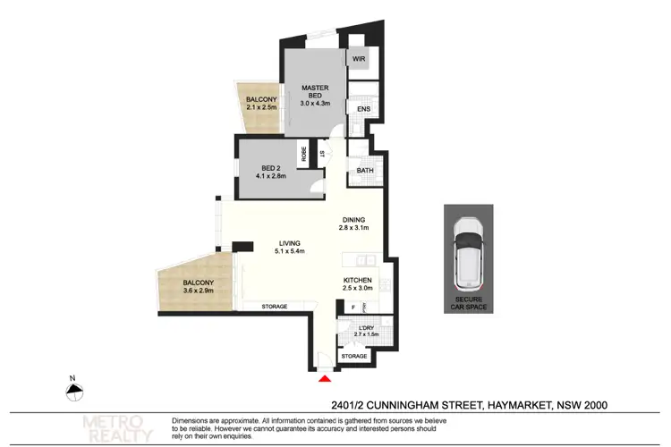 Floorplan of Homely apartment listing, 2401/2 Cunningham St, Haymarket NSW 2000