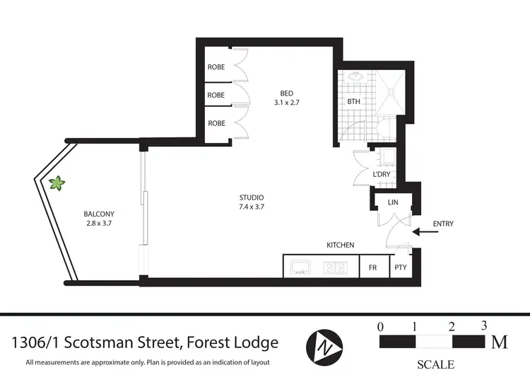 Floorplan of Homely apartment listing, 1306/1 Scotsman Street, Forest Lodge NSW 2037