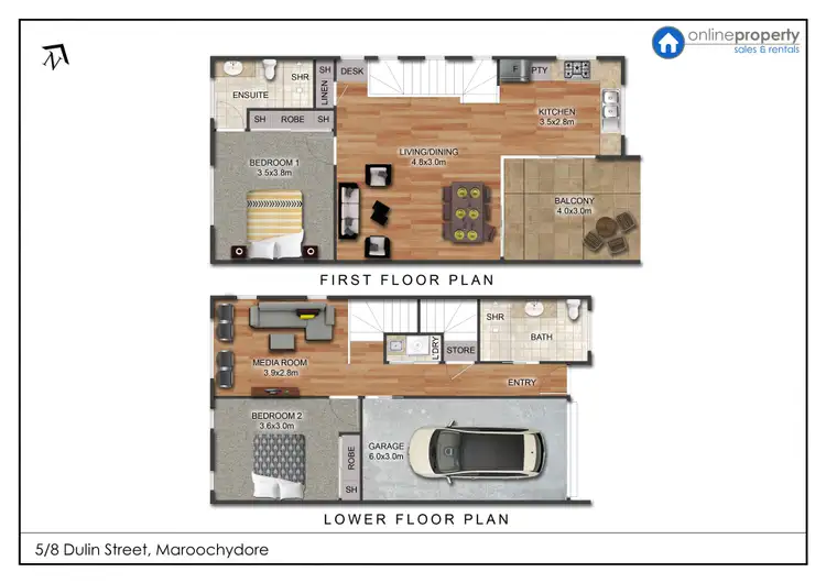 Floorplan of Homely townhouse listing, 5/8 Dulin Street, Maroochydore QLD 4558