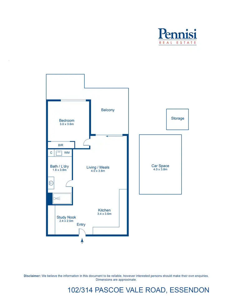 Floorplan of Homely apartment listing, 102/314 Pascoe Vale Road, Essendon VIC 3040