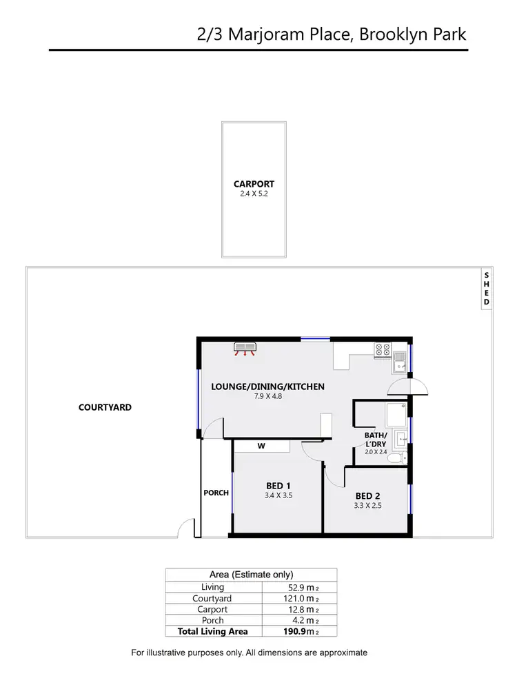 Floorplan of Homely unit listing, 2/3 Marjoram Place, Brooklyn Park SA 5032