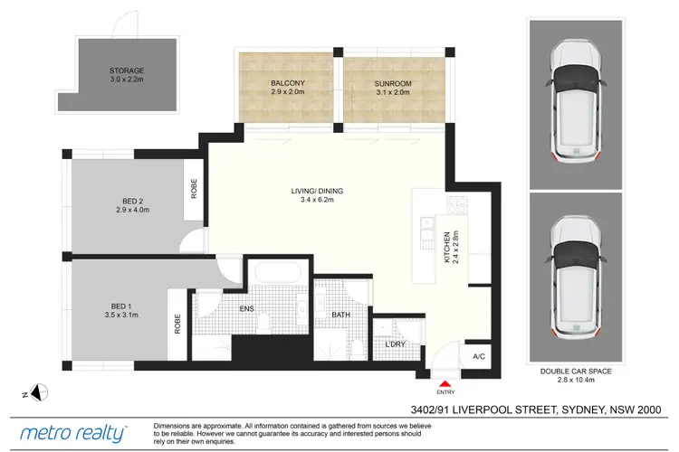Floorplan of Homely apartment listing, 3402/91 Liverpool St, Sydney NSW 2000