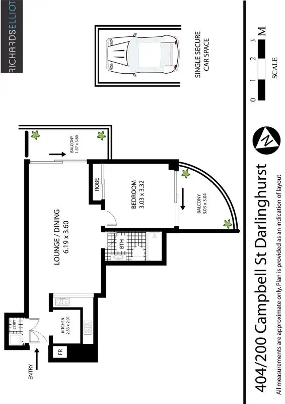 Floorplan of Homely apartment listing, 404/200 Campbell Street, Darlinghurst NSW 2010
