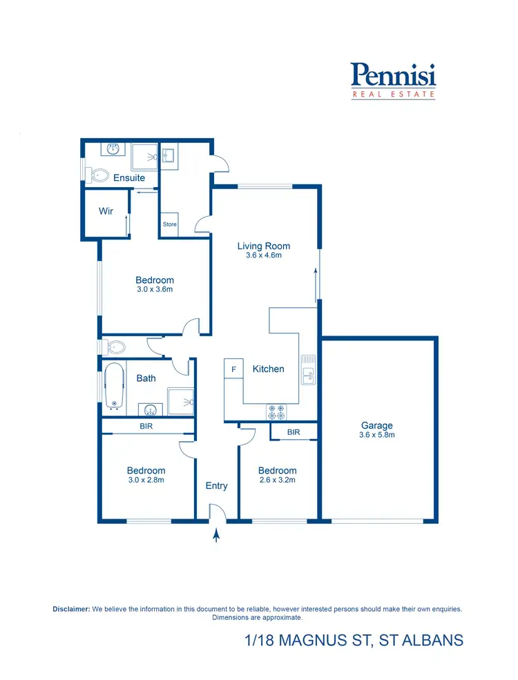 Floorplan of Homely townhouse listing, 1/18 Magnus Street, St Albans VIC 3021