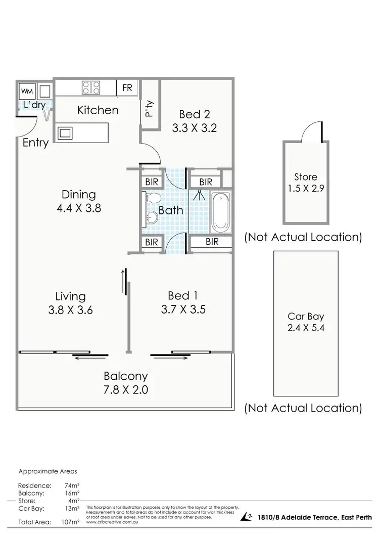 Floorplan of Homely apartment listing, 1810/8 Adelaide Terrace, East Perth WA 6004