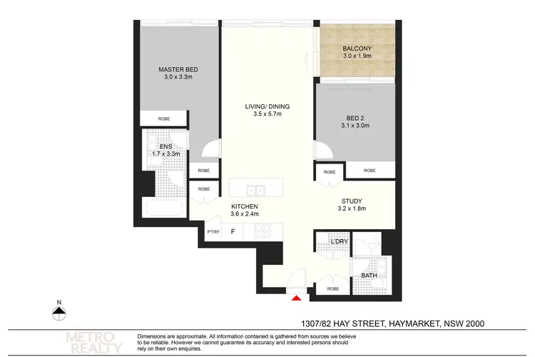 Floorplan of Homely apartment listing, 1307/82 Hay St, Haymarket NSW 2000