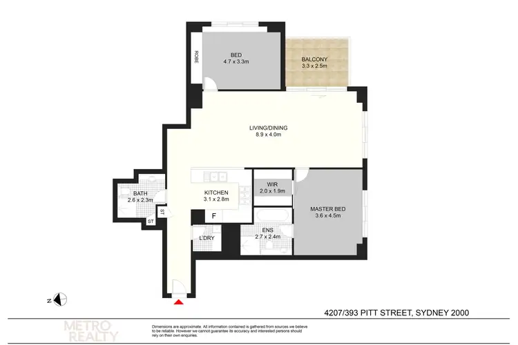 Floorplan of Homely apartment listing, 4207/393 Pitt St, Sydney NSW 2000