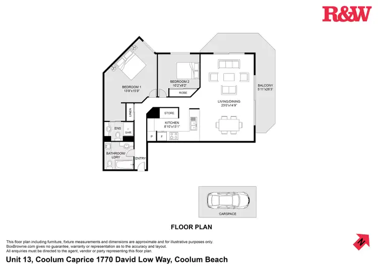 Floorplan of Homely unit listing, 13/1770 David Low Way, Coolum Beach QLD 4573