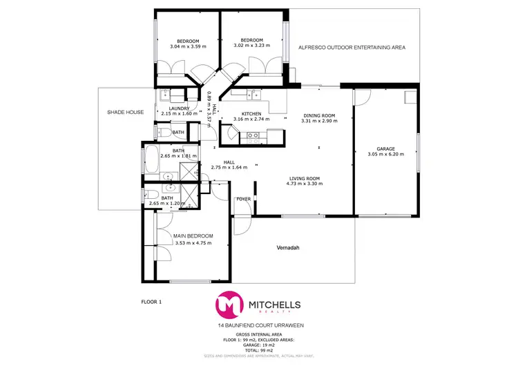 Floorplan of Homely house listing, 14 Baunfiend Court, Urraween QLD 4655