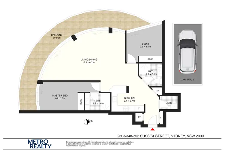 Floorplan of Homely apartment listing, 2503/348-352 Sussex St, Sydney NSW 2000