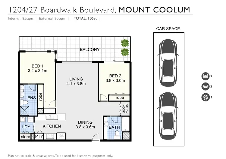 Floorplan of Homely unit listing, 1204/27 Boardwalk Boulevard, Mount Coolum QLD 4573