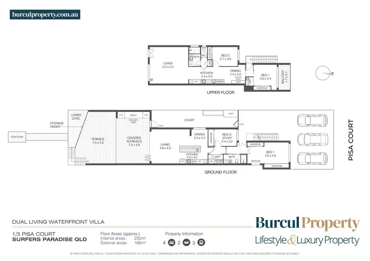 Floorplan of Homely semi-detached listing, 1/3 Pisa Court, Surfers Paradise QLD 4217