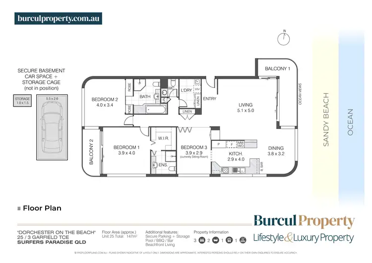 Floorplan of Homely apartment listing, 25/3 Garfield Terrace, Surfers Paradise QLD 4217