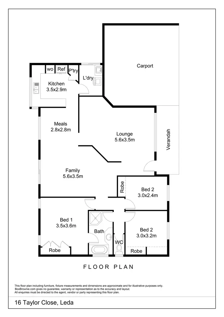 Floorplan of Homely house listing, 16 Taylor Close, Leda WA 6170