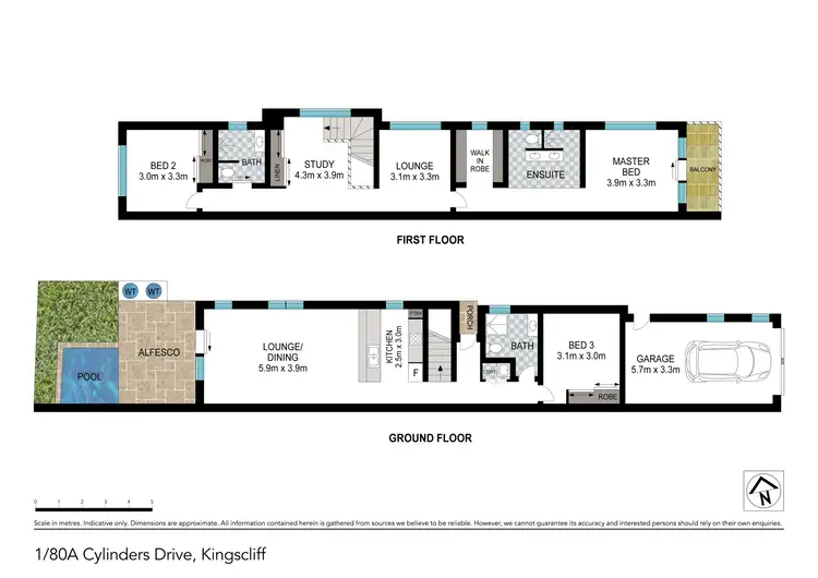 Floorplan of Homely semi-detached listing, 1/80a Cylinders Drive, Kingscliff NSW 2487