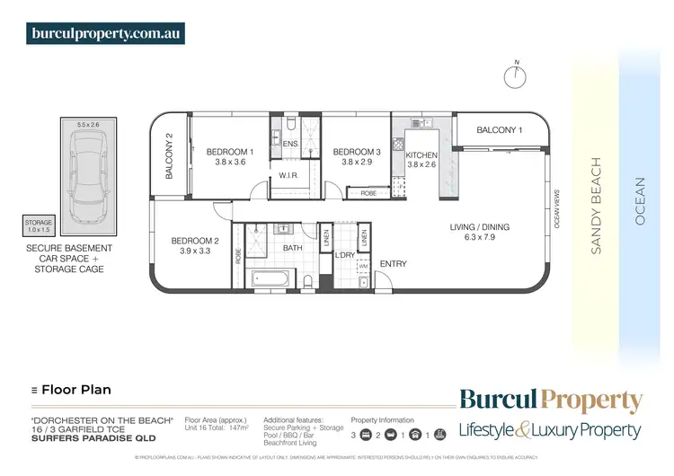 Floorplan of Homely apartment listing, 16/3 Garfield Terrace, Surfers Paradise QLD 4217