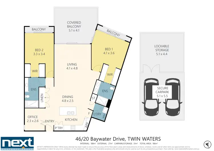 Floorplan of Homely apartment listing, 46/20 Baywater Drive (ViewPoint), Twin Waters QLD 4564