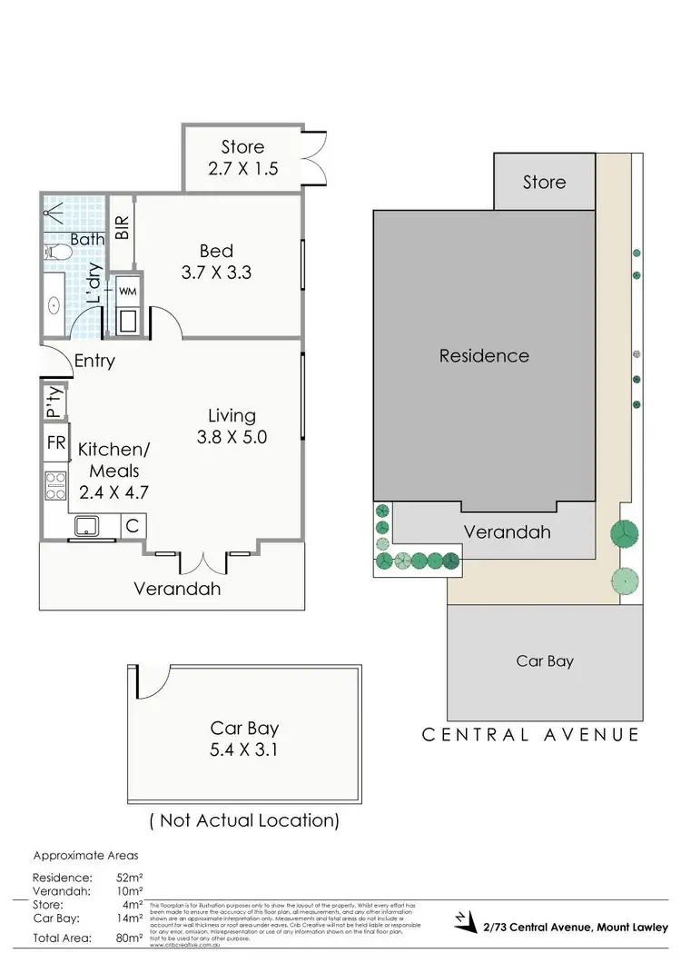 Floorplan of Homely apartment listing, 2/73 Central Avenue, Mount Lawley WA 6050