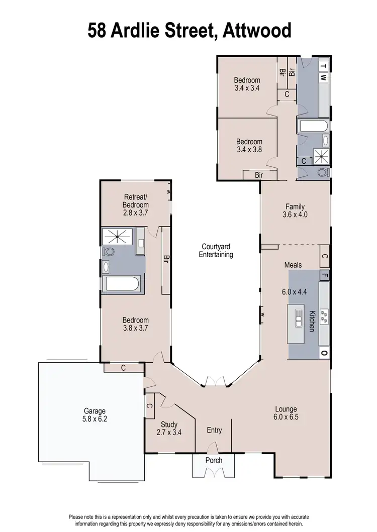 Floorplan of Homely house listing, 58 Ardlie Street, Attwood VIC 3049