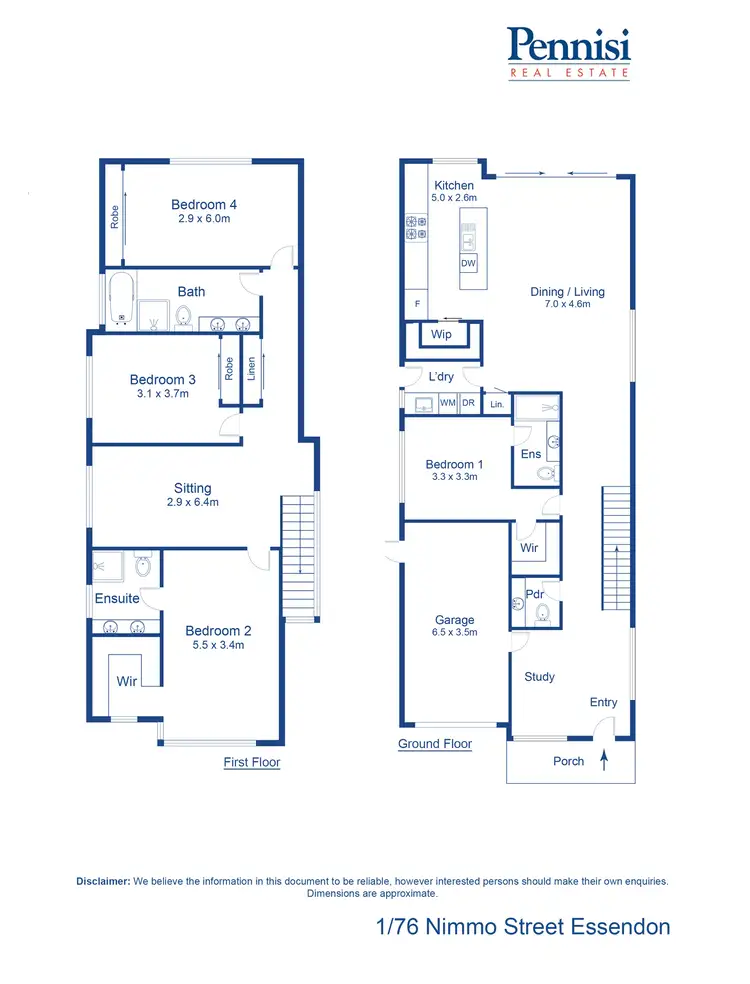 Floorplan of Homely townhouse listing, 1/76 Nimmo Street, Essendon VIC 3040