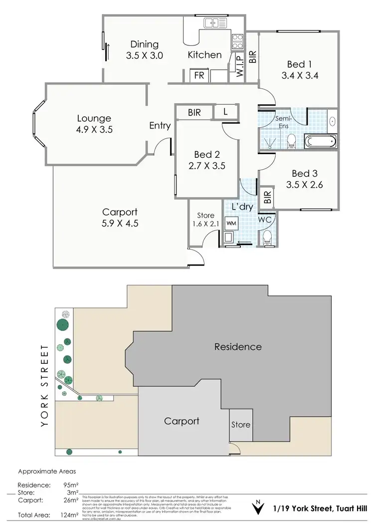 Floorplan of Homely villa listing, 1/19 York Street, Tuart Hill WA 6060