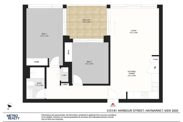 Floorplan of Homely apartment listing, 3101/81 Harbour St, Haymarket NSW 2000