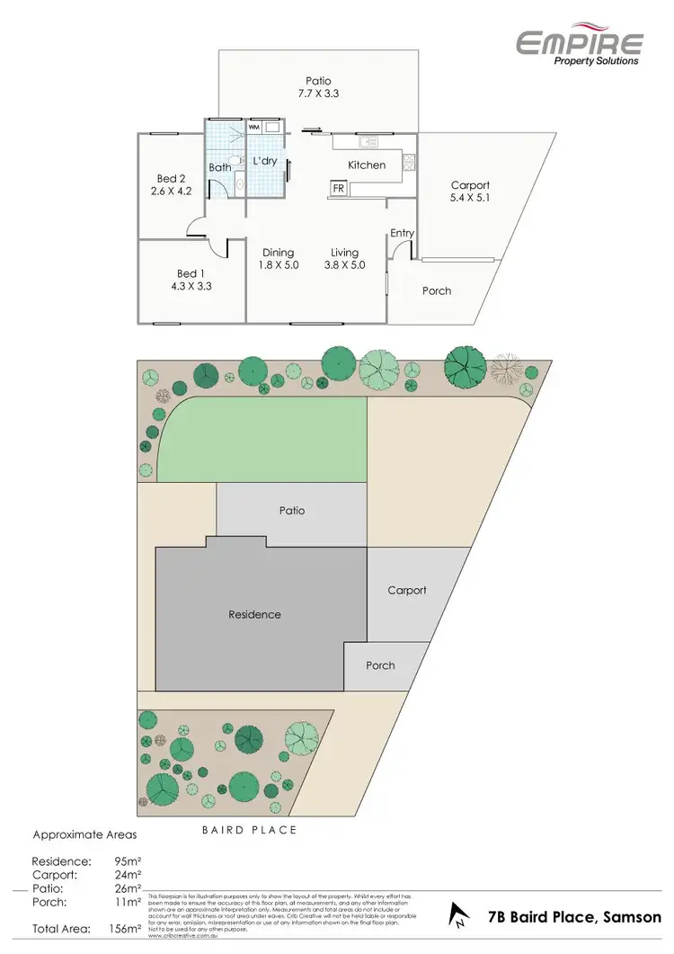 Floorplan of Homely semi-detached listing, 7B Baird Place, Samson WA 6163