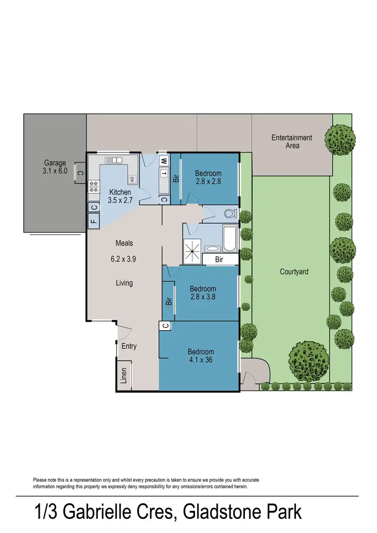 Floorplan of Homely unit listing, 1/13 Gabrielle Crescent, Gladstone Park VIC 3043