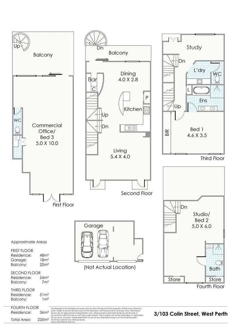 Floorplan of Homely townhouse listing, 3/103 Colin Street, West Perth WA 6005