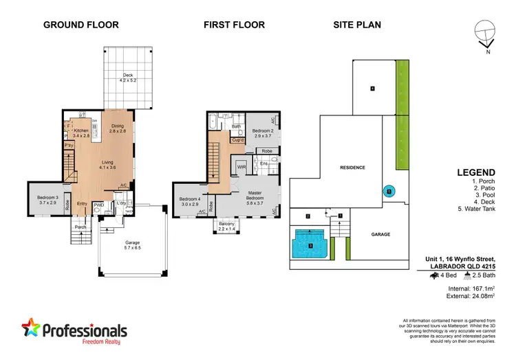 Floorplan of Homely semi-detached listing, 1/16 Wynflo Street, Labrador QLD 4215