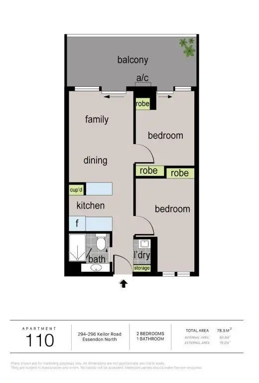 Floorplan of Homely apartment listing, 110/294 Keilor Road, Essendon North VIC 3041
