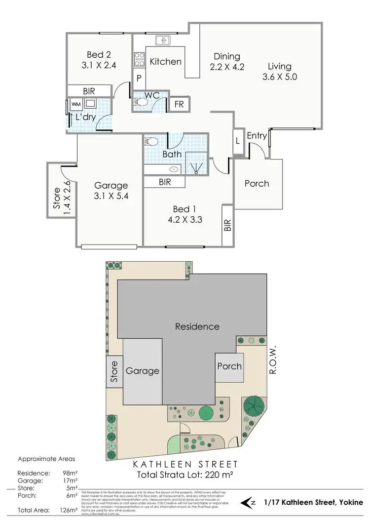 Floorplan of Homely villa listing, 1/17 Kathleen Street, Yokine WA 6060